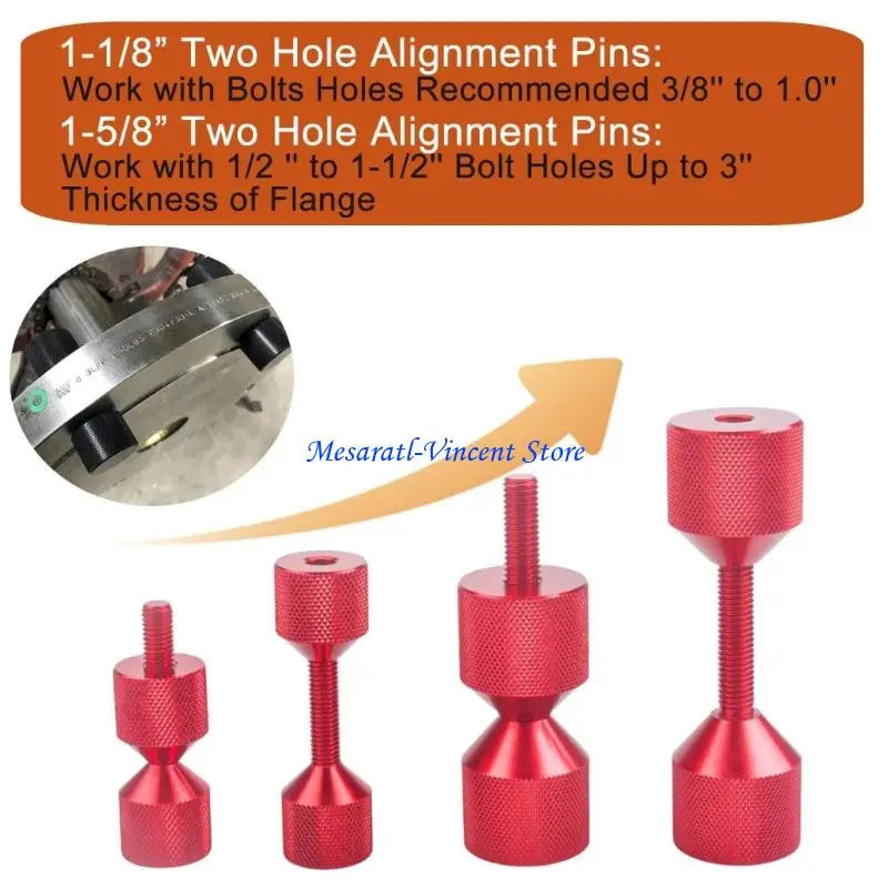 A70F Flange Alignment Pin Set 1-1/8 Inch Aluminum Tool with Large and Small Pairs for Piping Installation and Connection Work