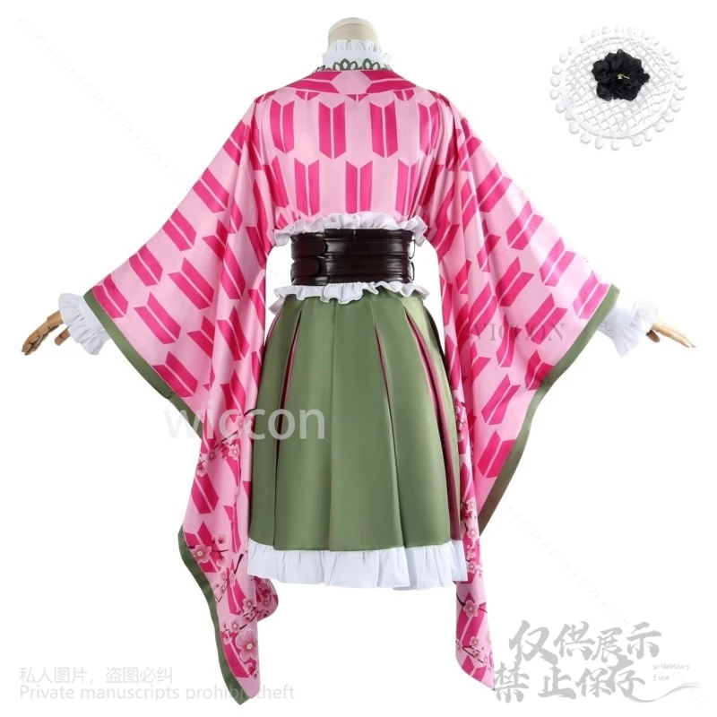 Kanroji mitsuri anime demon killer cosplay traje feminino menina adulto halloween natal quimono lolita vestido trança peruca personalizado