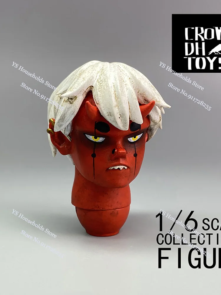 CROW DH SPEELGOED Originele 1/6 Trendy Anime Jongen Head Sculpt Rood Zwart Geel Kleine Duivel Vintage Model Speelgoed Accessoire Voor 12 "Body