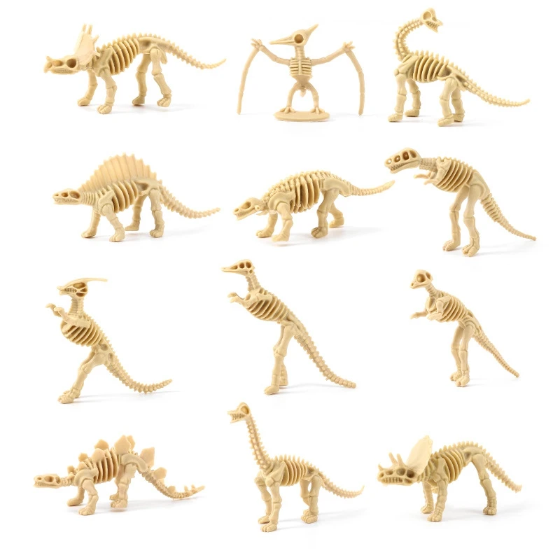 12pcs Dinosaur Toys Fossil Skeleton Simulation Model Set Mini Action Figure Educational Creative Collection Toy For Children