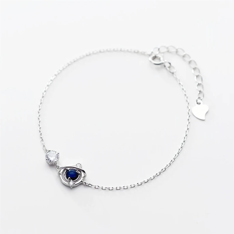 

Sole Memory Planet Glitter Dreamy Blue Crystal Sweet 925 Sterling Silver Female Resizable Bracelets BR201