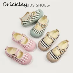 New Plaid Baby Girl's Casual Shoes Cute Shallow Hook Loop Sports Shoes For Toddler Kids Soft Anti Slip Children Canvas Shoes