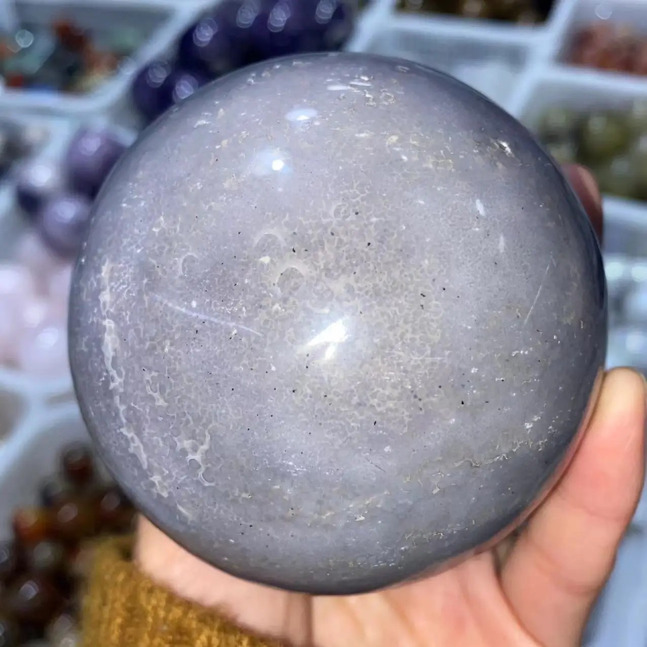 Natural Starlight Grape Agate Crystal Sphere Reiki Healing Room Decoration Gift Aquarium Decoration Divination Meditation Purify