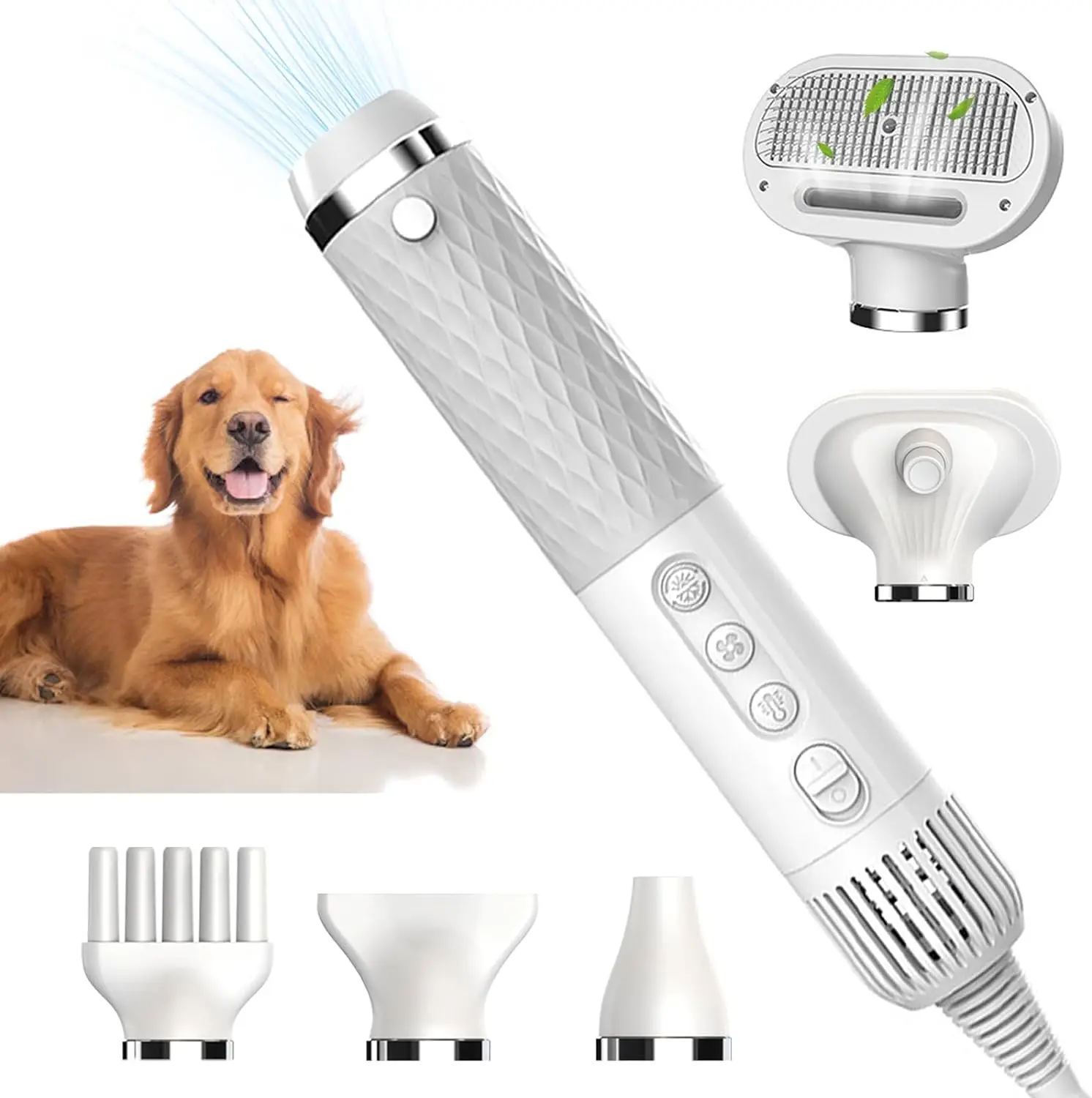 Dog Dryer Portable Dog Hair Dryer with 4 Nozzles,Dog Blow Dryer for Cat Grooming Pet Hair Dryer Adjustable Temperature and Speed