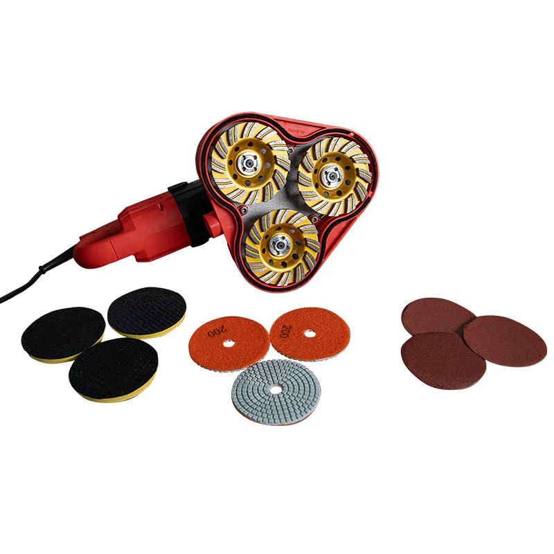 3 Discs Dust-Free 110V 220V Portable Concrete Wall Grinder HandHeld Concrete Floor Grinding Machine For Sale