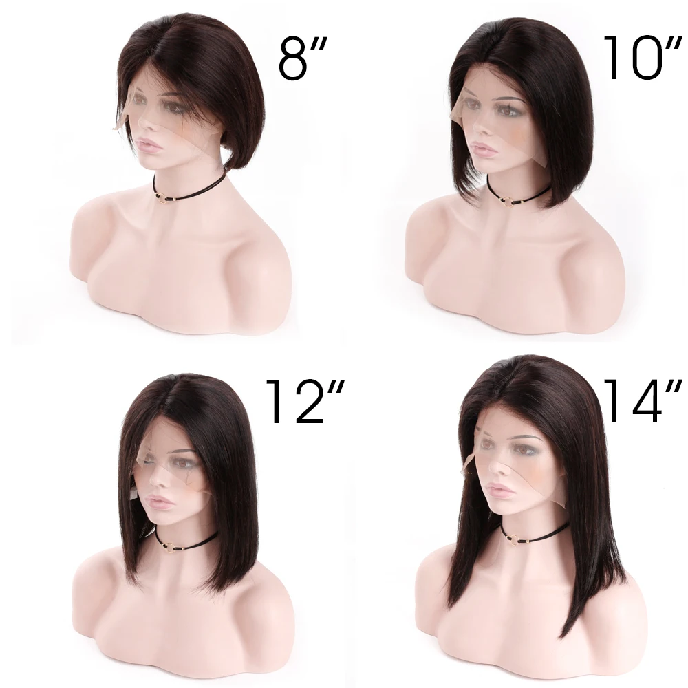 Short Bob Wig Human Hair 13x4x1 Lace Front Wigs Human Hair 180% Density Pre Plucked Women Wigs 13x1 Transparent Lace 12 Inch