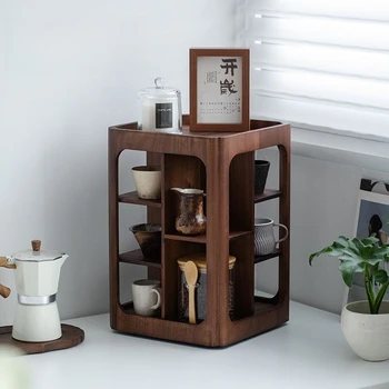 Rotating Walnut Storage Rack 1