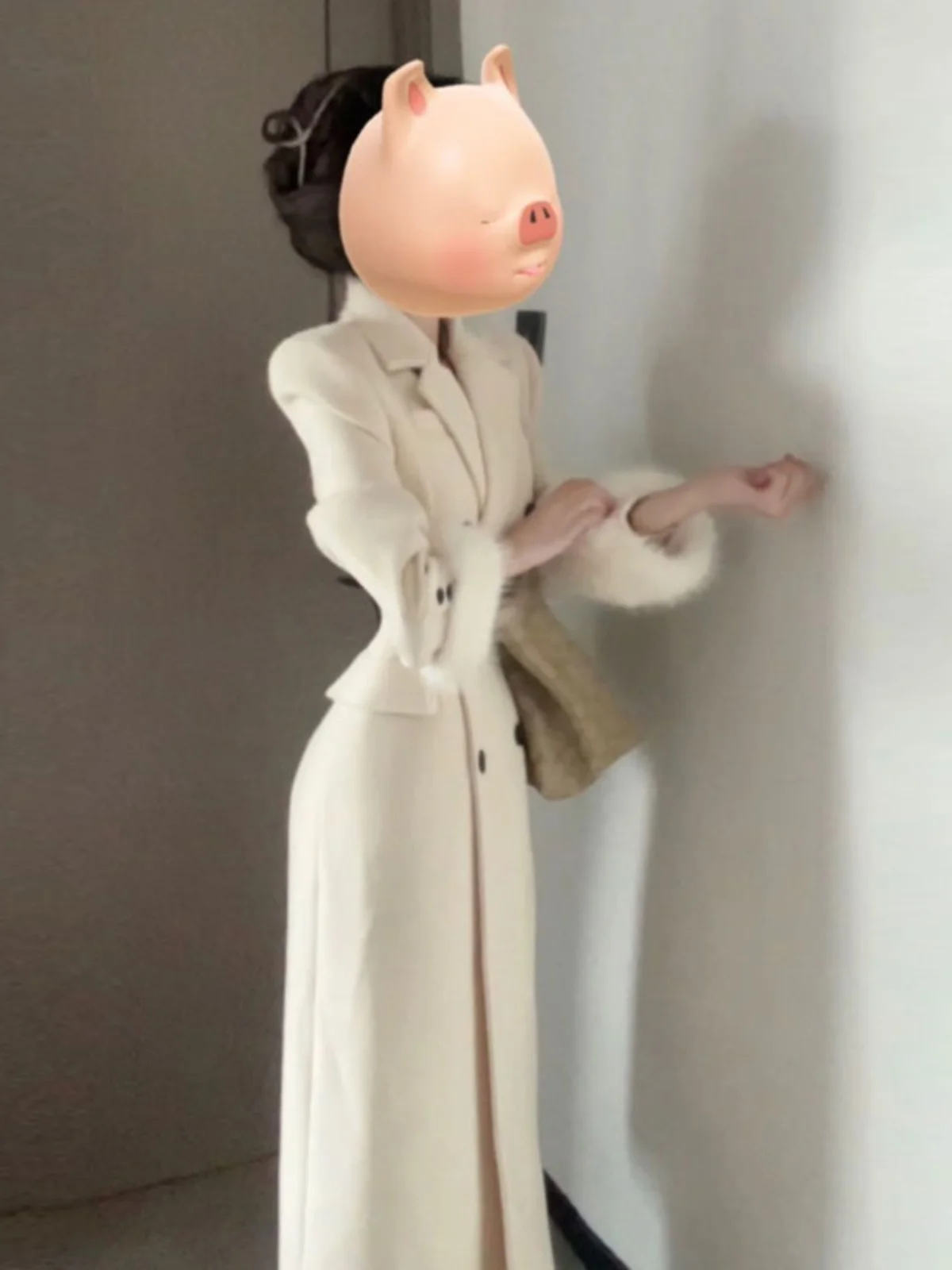 

Elegant Hepburn Style Mid-Length Woolen Suit Jacket Cotton Lined Korean Fashion Spring Coat Long Sleeve Button up Women's Out...
