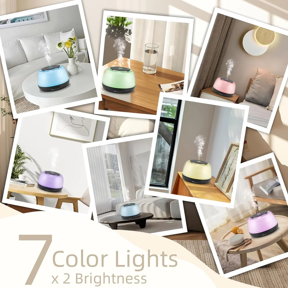 Diffuser Minyak Esensial 500ML - Humidifier Aromaterapi 8 Jam dengan Remote Control, Lampu LED 7 Warna, 4 Pengaturan Timer untuk Rumah