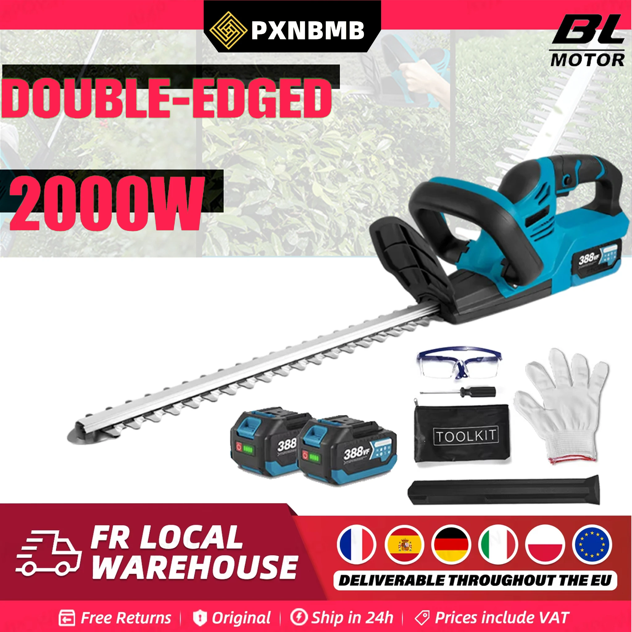 Taille-haie électrique sans fil PXNBMB 2000W RPM, tondeuse à gazon, outils de jardinage, huiles de puissance pour batterie Makita