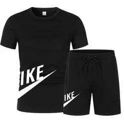 Camiseta de manga curta masculina e shorts esportivos, roupa esportiva coreana, moda casual, moda verão