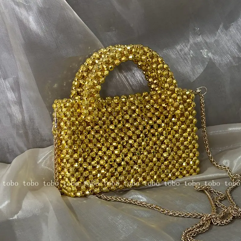 Borsa di perle di perle Designer di marca scatola di pietra acrilica trasparente borsa a mano piccola borsa trasparente fatta a mano per borsa da