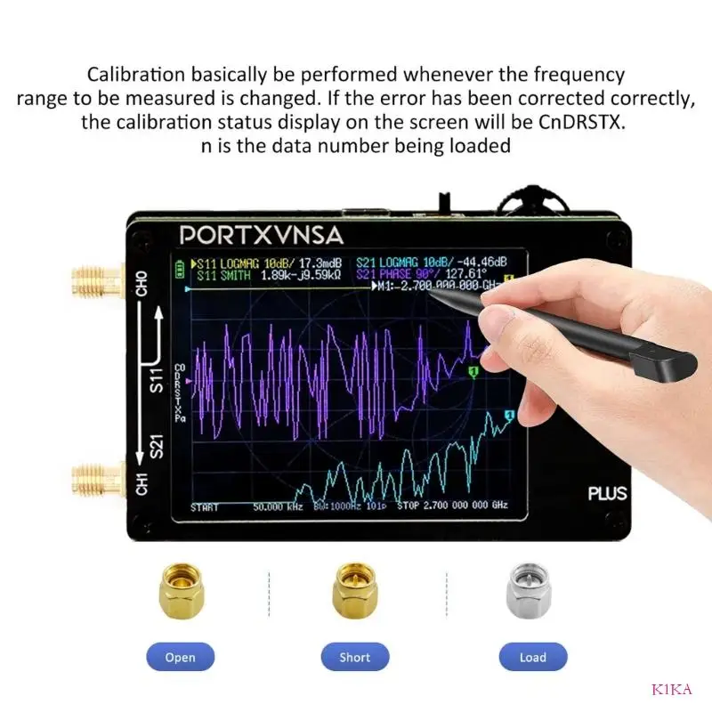 أداة قياس شبكات K1KA Handheld RF لأداء الهوائيات تختبر 50 كيلو هرتز إلى 2.7 جيجا هرتز تعزيز القياس