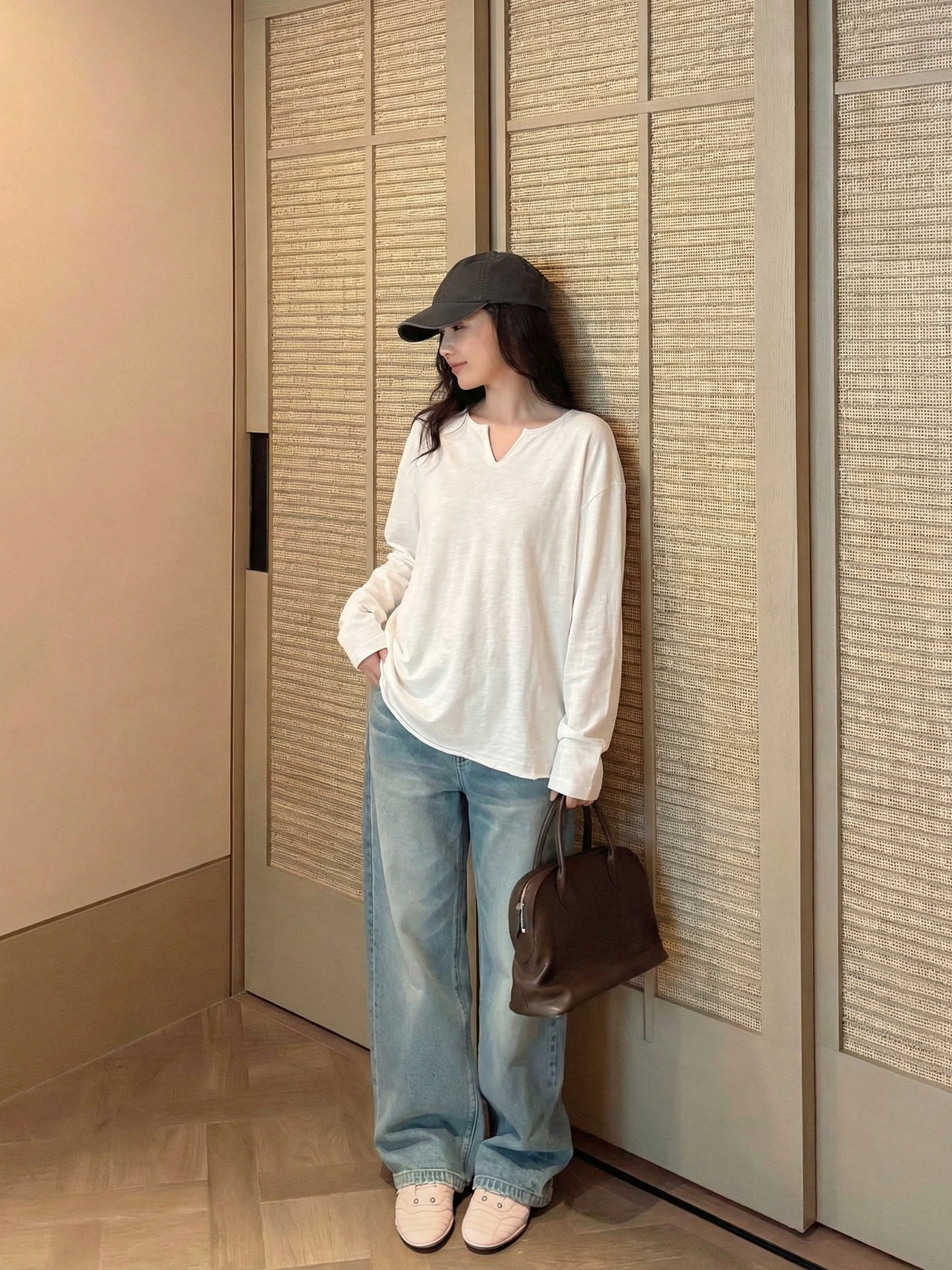 

Женская хлопковая футболка с длинным рукавом и V-образным вырезом, белая, весенняя новинка, повседневная, удобная, дышащая, свободного кроя