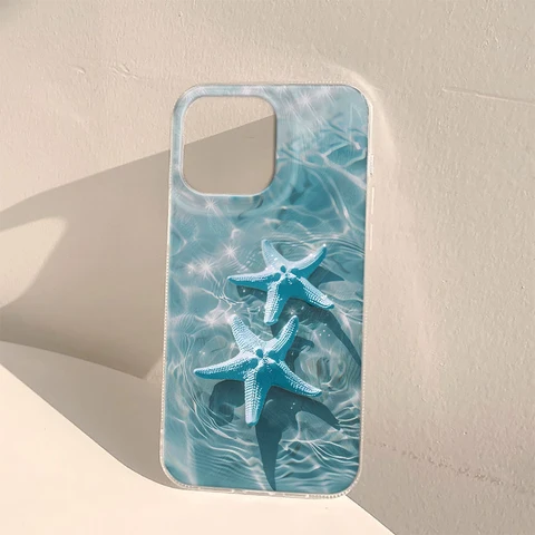 Чехол для телефона «Морская звезда» для iPhone 16, 15, 14, 13, 12, 11 Pro Max X Xs XR XSMax 7, 8 Plus SE 2020 2022, чехол с текстурой перьев