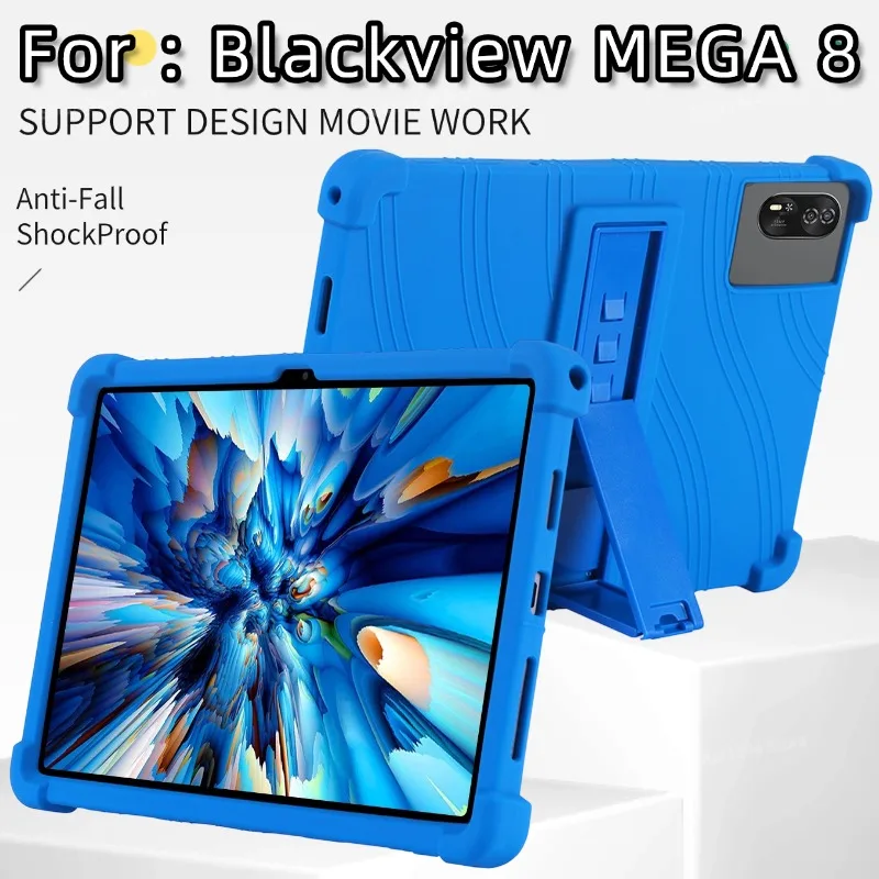 حافظة واقية لجهاز Blackview MEGA 8 Tablet مقاس 13 بوصة، غطاء حامل قابل للتعديل من السيليكون الناعم صديق للأطفال