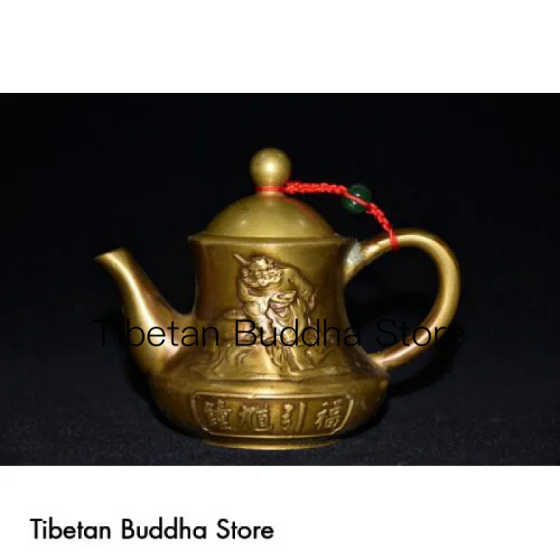 Pure copper gold-plated handcrafted Zhong Kui end handle wine pot decoration