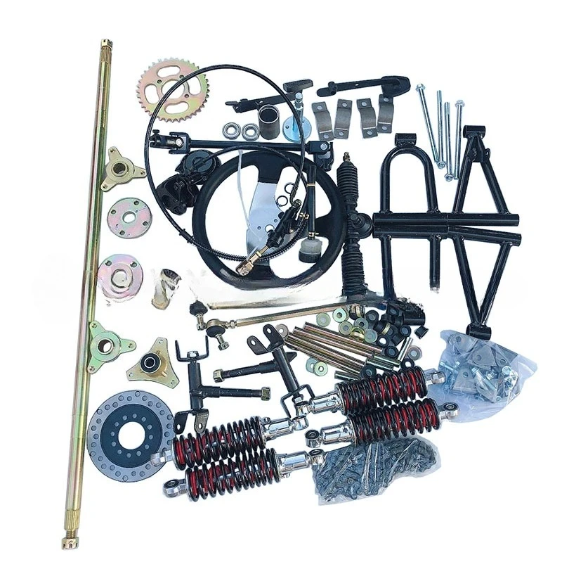 Four-wheeled steel pipe car off-road carding modification, steering suspension rear axle rear axle disc brake 7-inch wheels
