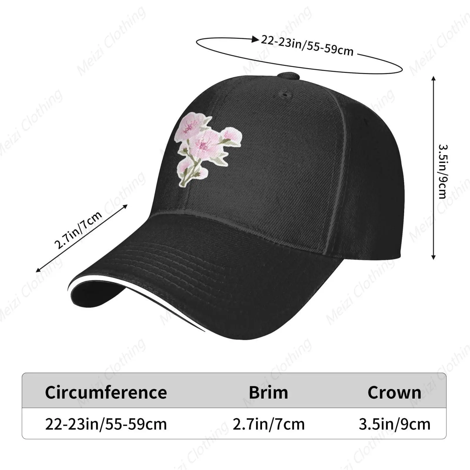 Sakura truck cap baseball cap adjustable dad cap fashionable men's and women's outdoor sports duckbill cap