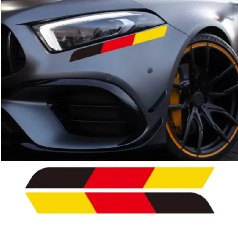 2Pcs German Flag Tricolor Style Car Body Side DIY Stripe Stickers For VW BMW Audi Mercedes Vinyl Decals Auto Tuning Accessories