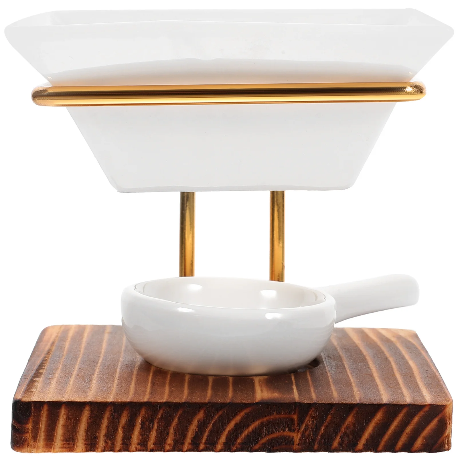 

1Set Aromatherapy Furnace Ceramic Wax Melt Burner Wooden Base Easy Clean Tealight Holder Tealight Holder