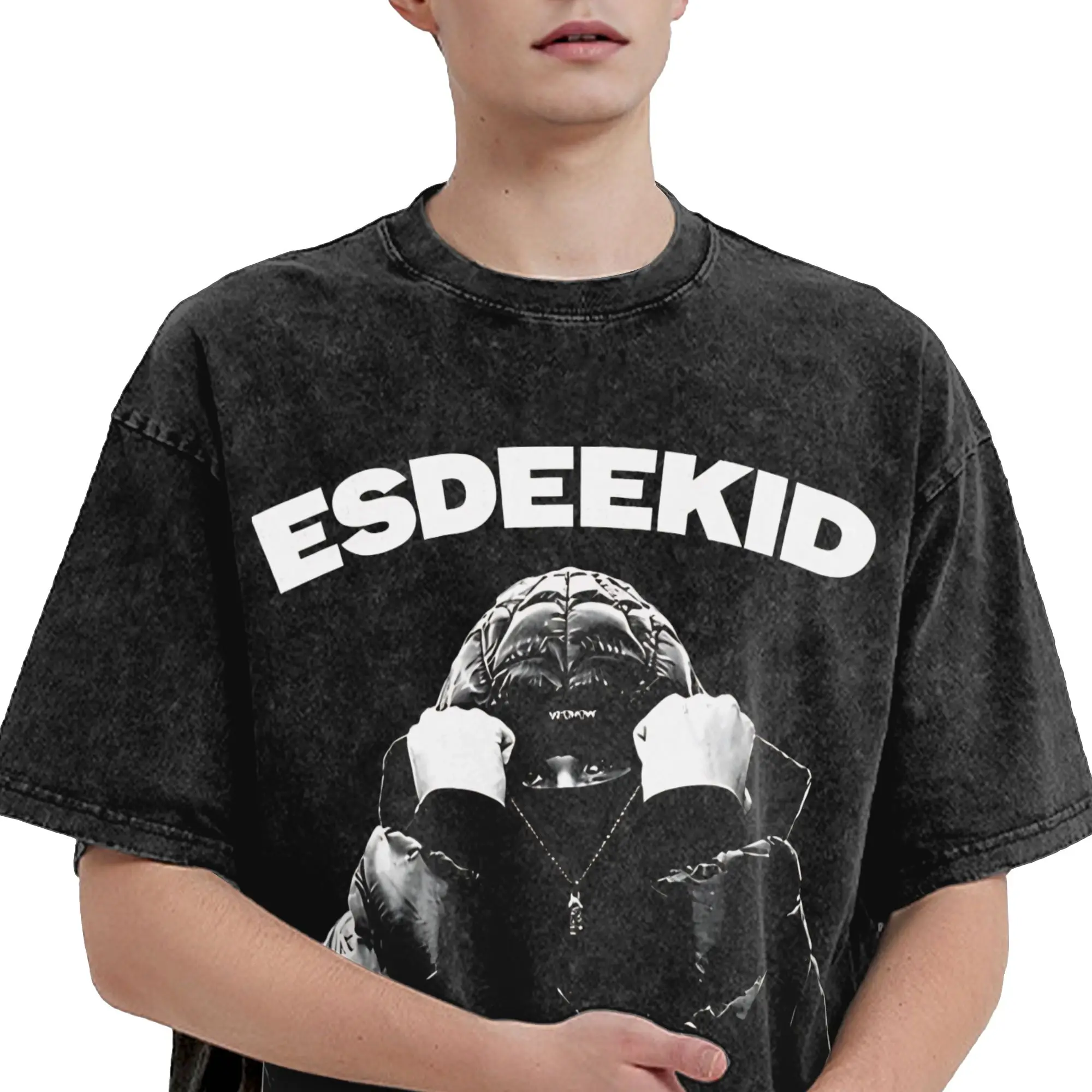 EsDeeKid Rebel Rapper  Apparel Washed T Shirt for Men Women Streetwear Hip Hop T-Shirts Summer  Tees Tops Short Sleeve