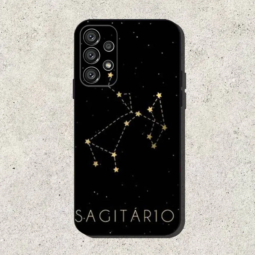 十二星座スマホケース Samsung S25、S24、S21、S22、S23、S30、Ultra、S20、Plus、Fe、Lite、Note、10、9、5G対応 ブラックカバー