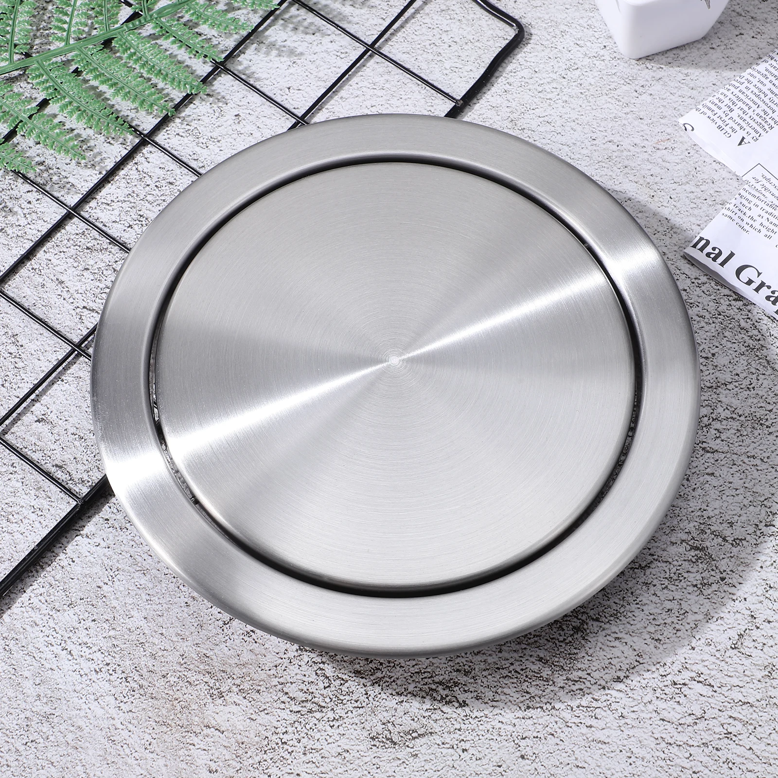 

Stainless Steel Trash Can Lid Garbage Flap Cover Galvanized Countertop Recessed Bin 430