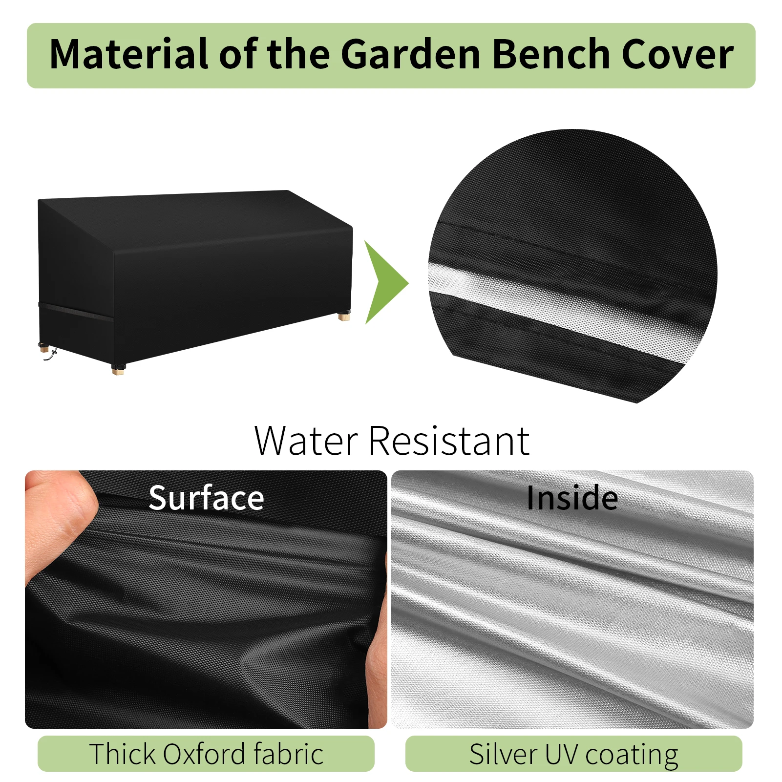3/2/1 Seat Garden Bench Covers Waterproof Heavy Duty 210D Oxford Outdoor Bench Slipcovers with Anti-UV Patio Garden Chair Cover