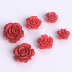 10pcs Matted Red Flower Shape 12mm 15mm 20mm Artificial Coral Beads For Jewelry Making DIY Crafts Findings