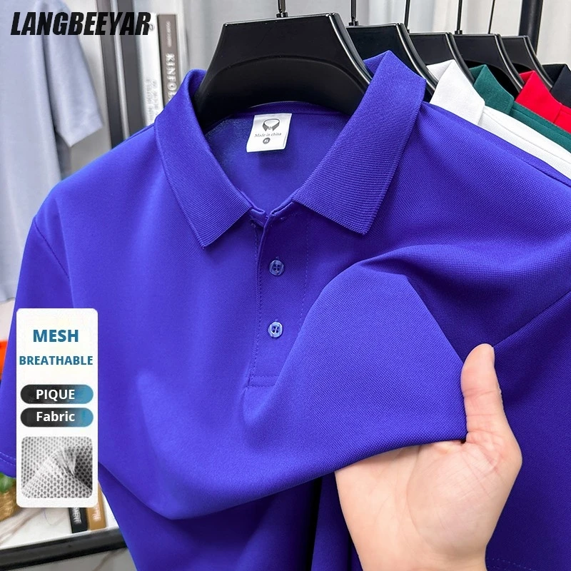 

Top Quality New Summer Brand Neck Polo Shirt For Men Short Sleeve Plain Solid Color Casual Tops Fashions Men Clothing