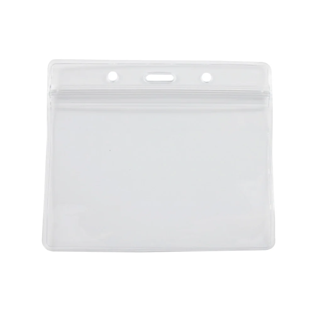

100pcs Waterproof Badge Holder Transparent ID Card Holders Horizontal Name Tag Lanyard Plastic ID Holders Office School