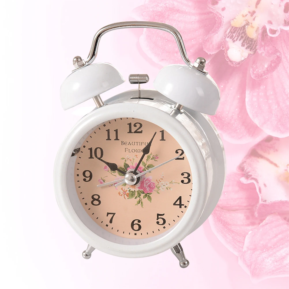 

1Pcs Metal Ring Bell Alarm Clock Decorative Desktop Clock Easy Alarm Setting Loud Clear Sound Vintage Style for Home Bedroom