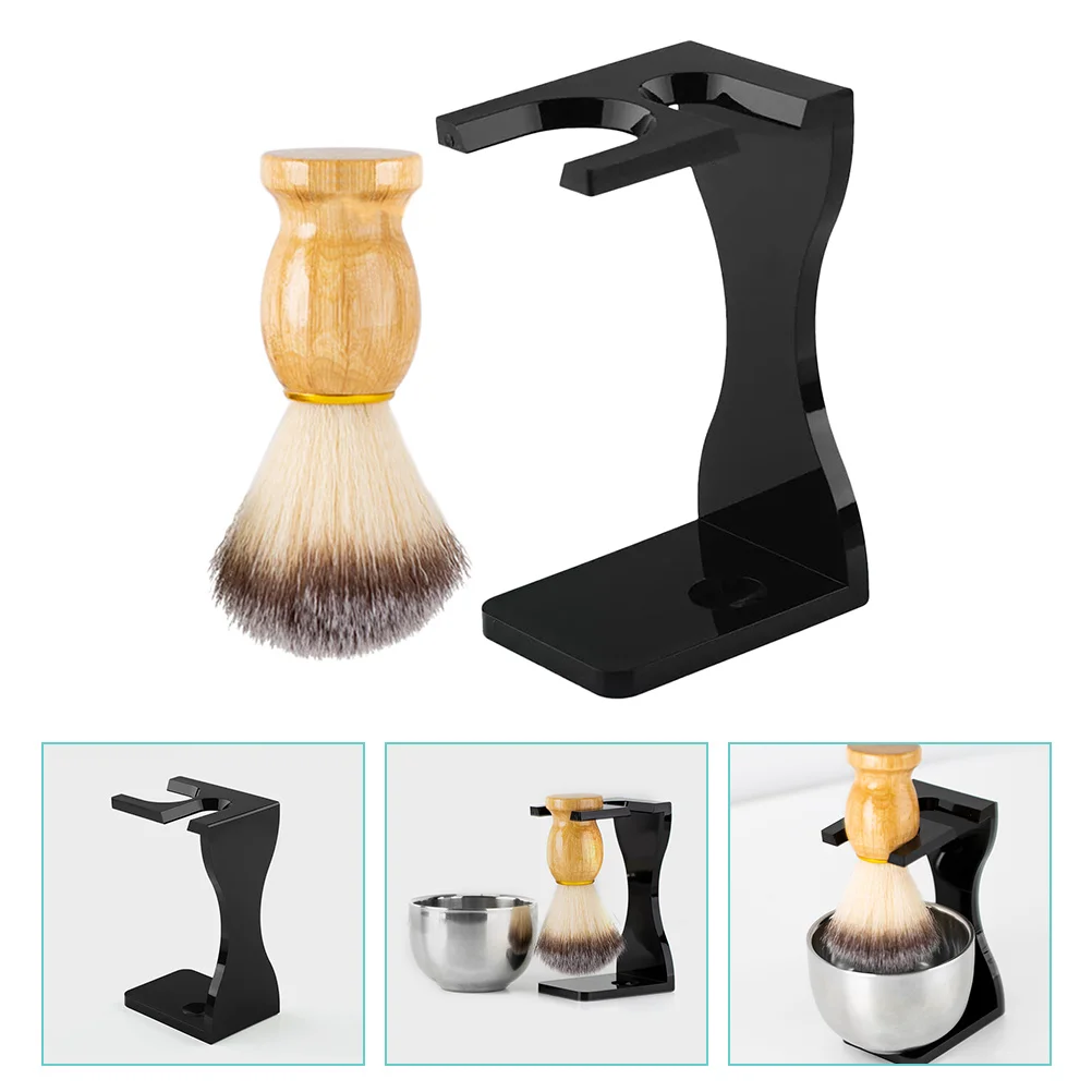 

Shaving Set Brush Holder Beard Brushes for Men Acrylic Shave Supplies Wood Tool Stand Man