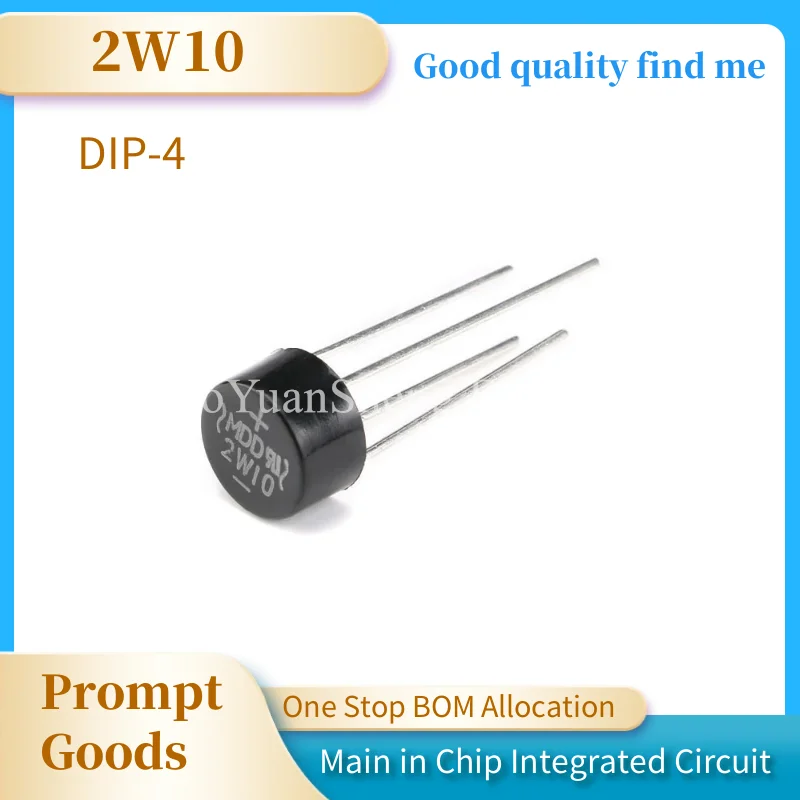 

100PCS New 2W10 2A 1000V Diode Bridge Rectifier replace 2W06 2W08 DIP