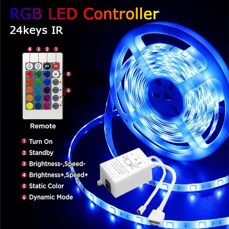 DC 12V LED Controller 24keys IR Blutooth WiFi Control SMD 2835 5050 RGB Led Strip Light LED Diammer Remote Wireless Controllers