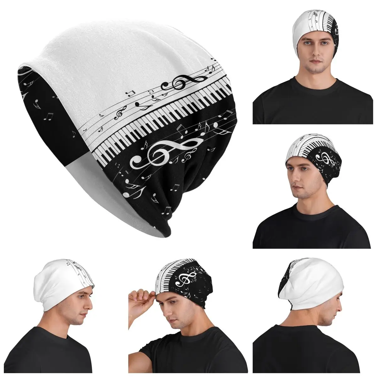 

Музыкальная нота в цвете для мужчин и женщин, шапки для взрослых, вязаная шапка с капюшоном, теплая модная осенне-зимняя уличная шапка Skullies