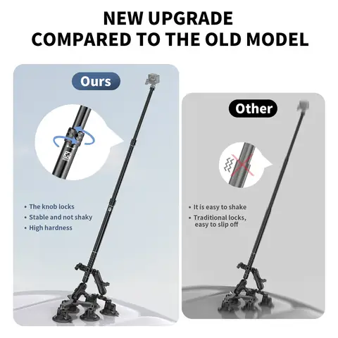 Kewig Insta 360 GoPro sugkoppsfäste för bilen, 5-i-1 sugkoppsfäste med vridlås för Insta360 X5 X4 X3 X2/ OSMO 360, GoPro 6 best sales kewig - №5