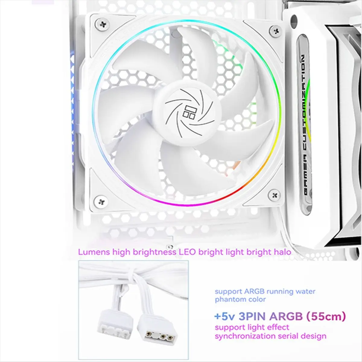 A46U Thermalright TL-S12-W 120mm Computer Case Cooling Fan 5V 3PIN ARGB Adjustable Speed Shock Absorbing Silent Case Fan Black