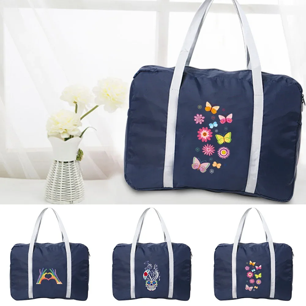 

2023 Women Tote Travel Bags Clothes Organizers Foldable Large Duffle Bag Color Print Men Handbags Holiday Accessories Traveling