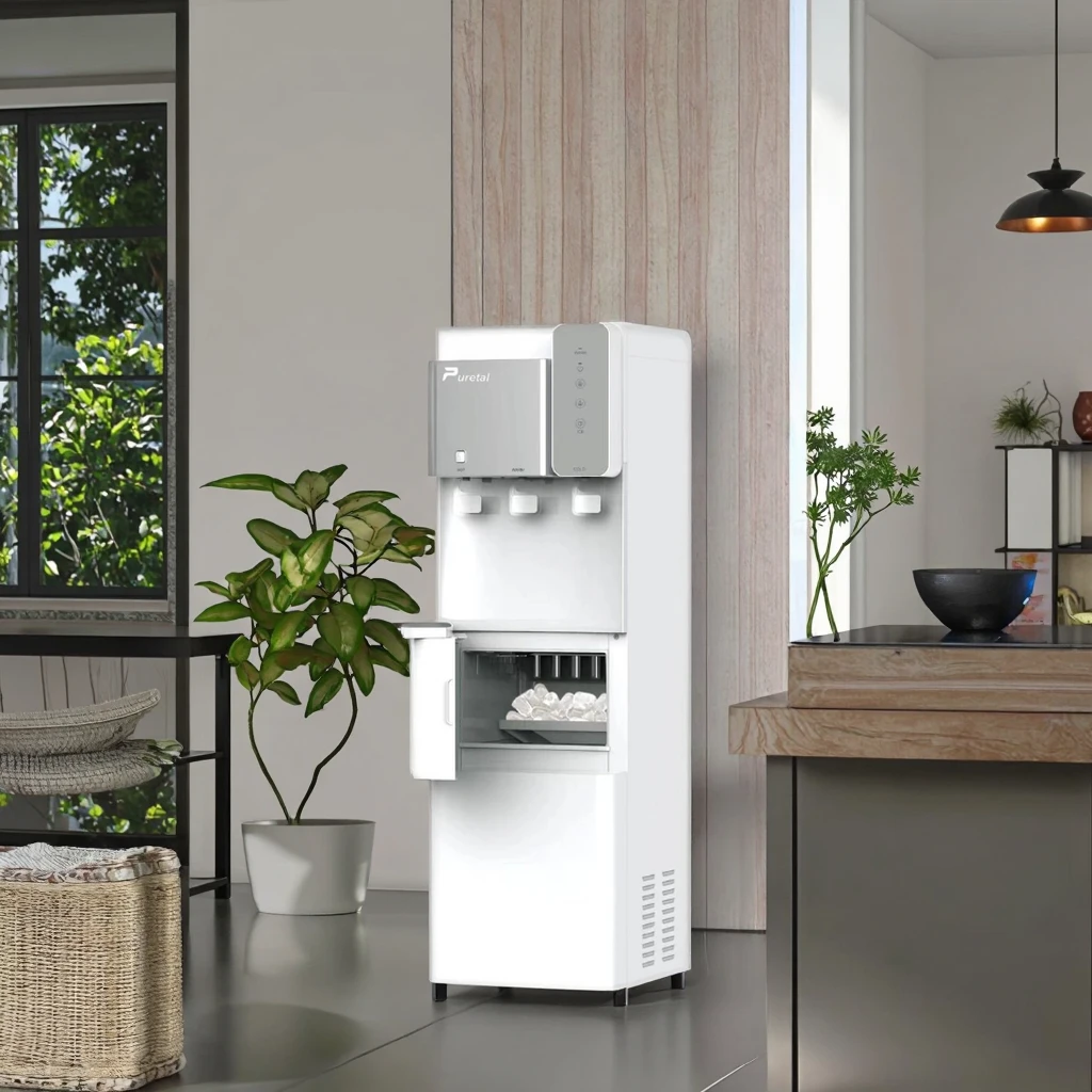 Electric Freestanding Ice Maker And Water DispenserNew Home Use Hotel RV Top Load Bottle Hot And Cold Cold Water Options