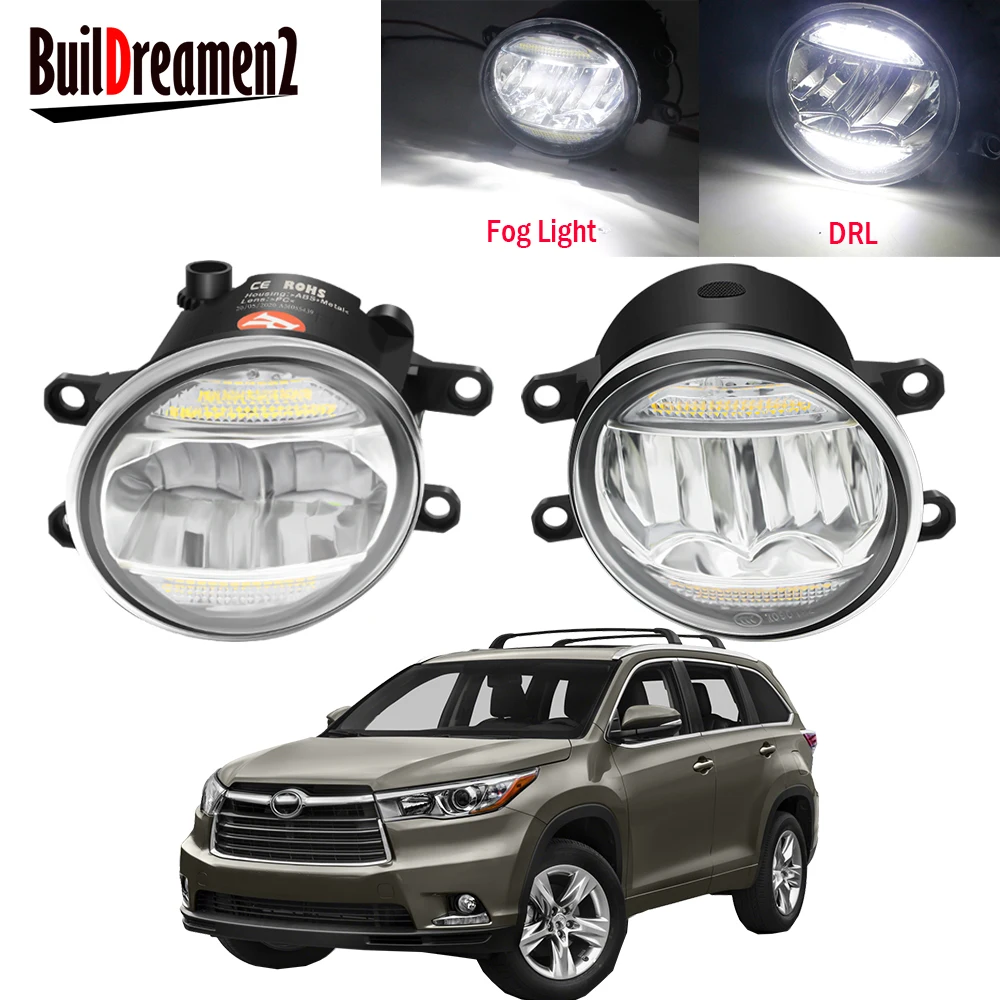 

2in1 Car Right + Left Fog Light Assembly LED Daytime Running Lamp DRL 30W 8000LM 12V For Toyota Highlander Kluger 2014 2015 2016