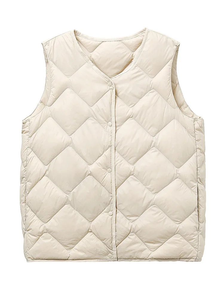 NewBang Ultra Light Down Vest Women Portable Single Breasted Lightweight  Sleeveless Winter Warm Without Collar Waistcoat