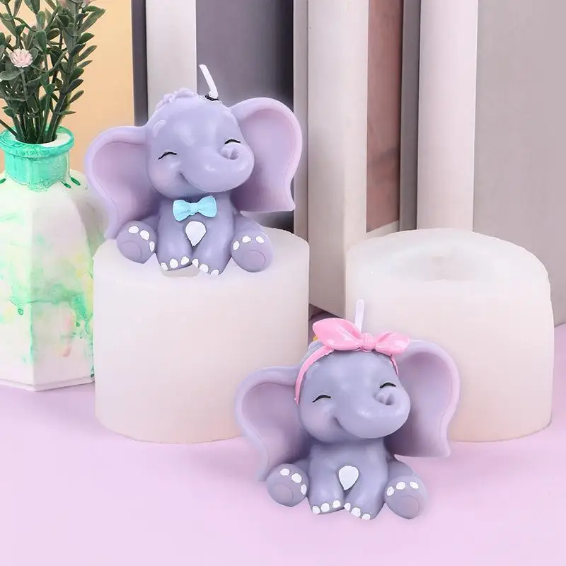 Niedliche 3D-Cartoon-Elefanten-Silikonformen für Kerzen, DIY-Tier-Elefanten-Harz-Bastelformen, Gipsformen, Handgemachte Seifenformen – Detail 2