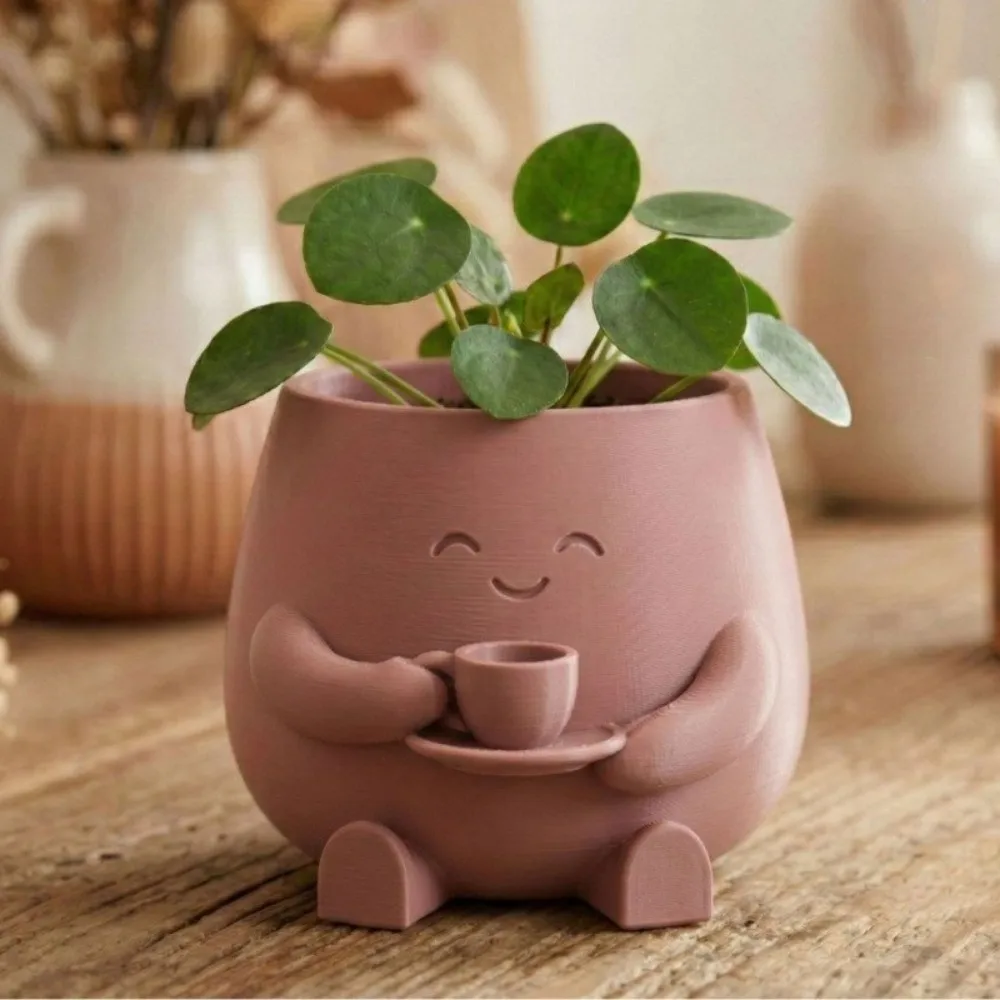 Novelty Mini Size Plant Pot 3D Printed Stylish Design Head Planter Holder Ornaments Flowerpot Garden Display