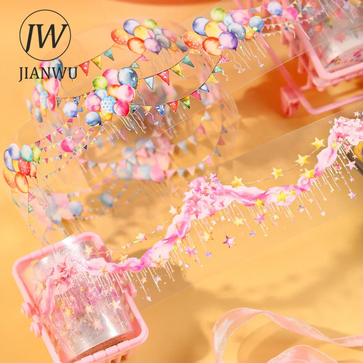 JIANWU 50mm*200cm Joyful Moments Series Vintage Balloon Light Material Collage PET Tape Creative DIY Journal Stationery