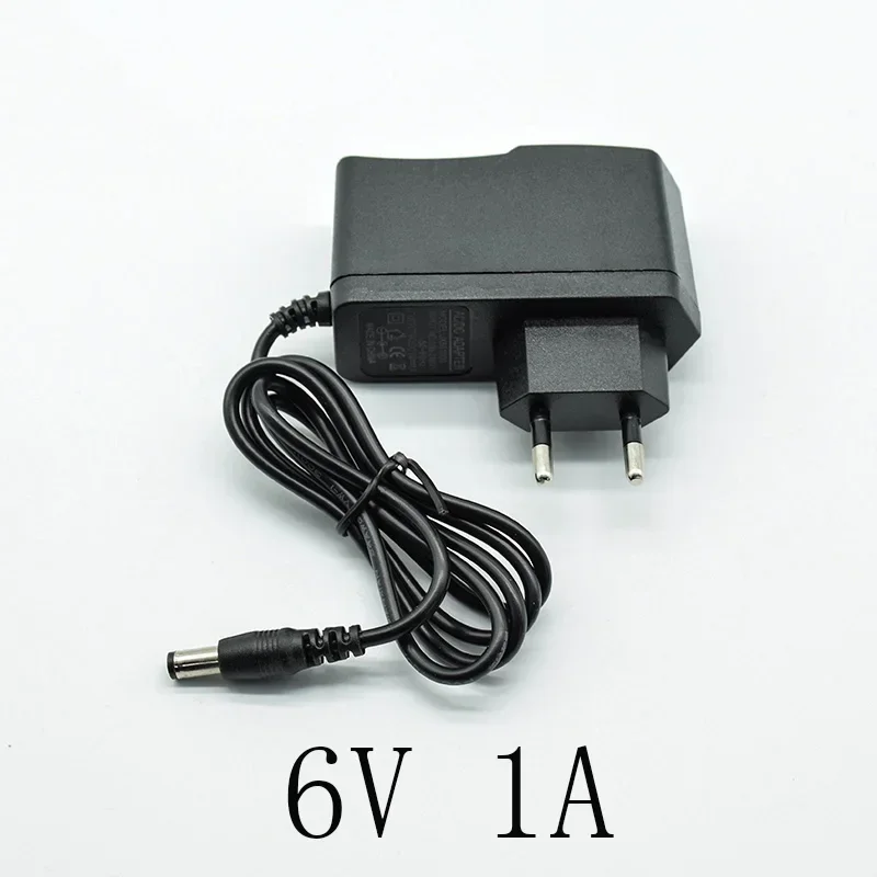 Adaptador convertidor de corriente alterna, cargador de fuente de alimentación de 100-240V CA, 6V CC, 1A/1000mA, enchufe europeo de 5,5mm x 2,5mm