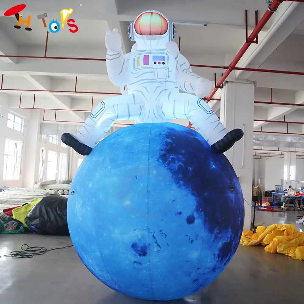 

Fast Shipping LED Lighting Inflatable Astronaut Sit on Moon Balloon Outdoor Advertising Inflatable Space Balloon for Decoration