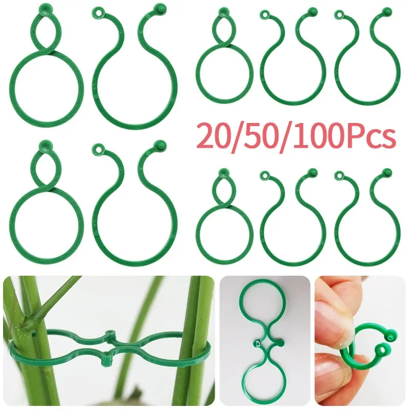 20/50/100Pcs Plastic Garden Vine Strapping Clips Tie Plant Bundled Buckle Ring Garden Tomato Grapevine Hook Plants Support Tool