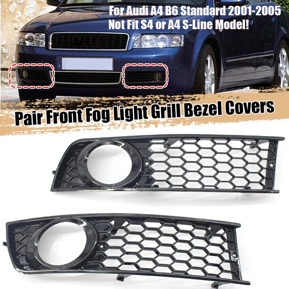 

Решетка противотуманной фары переднего бампера, черная, с сетчатой структурой, для Audi A4 B6 2001-2005, 8E0807681, 8E0807682